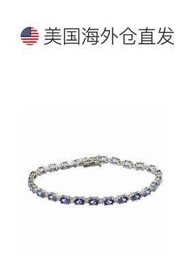 自营 Suzy Levian 纯银椭圆形切割蓝宝石网球手链 - 蓝色 美国奥