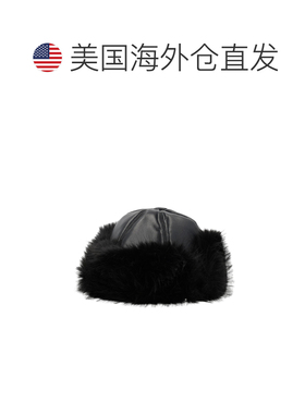 自营stand studio黑色毛绒人造毛皮边饰帽子-黑色 美国奥莱直发