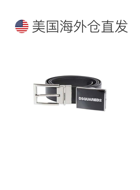 自营dsquared2礼品盒4中1可互换小牛皮腰带-黑色 美国奥莱直发