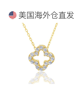 自营Suzy Levian 立方氧化锆黄色纯银三叶草吊坠 - 黄色 美国奥莱