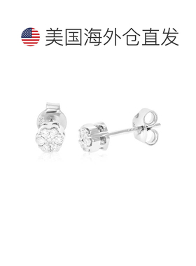 自营vir jewels1/4 克拉圆形实验室培育钻石耳钉 .925 纯银爪镶 2