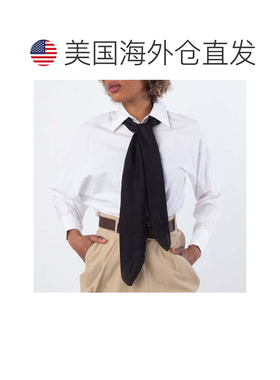美国直邮自营Saint Laurent Black Silk Scarf - black 美国奥莱