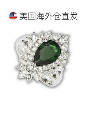自营Suzy Levian 纯银和 18k 金仿祖母绿戒指 - 绿色 美国奥莱直