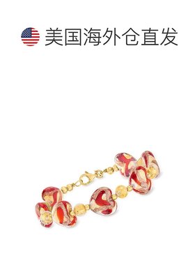自营 Ross-Simons 意大利穆拉诺玻璃心形手链 18 克拉金纯银 - 7