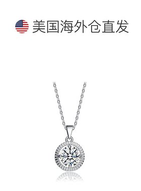 自营 geneviveC.Z.纯银镀铑经典圆形吊坠 - 白色 美国奥莱直发