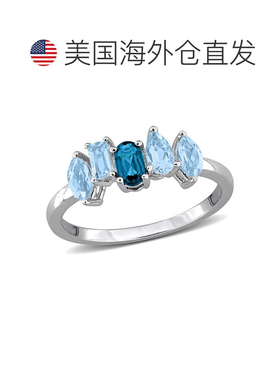 自营Mimi & Max 1ct TGW Blue Topaz Five Stone Ring Sterling S