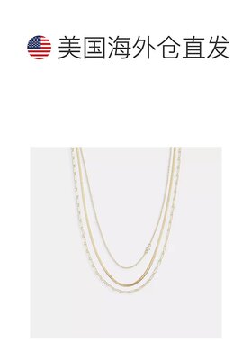 1h可退 美国直邮Coach 精致分层链条项链 金色蔻驰
