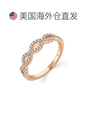 自营sabrina14k 金与钻石扭纹戒指 - 玫瑰色 美国奥莱直发