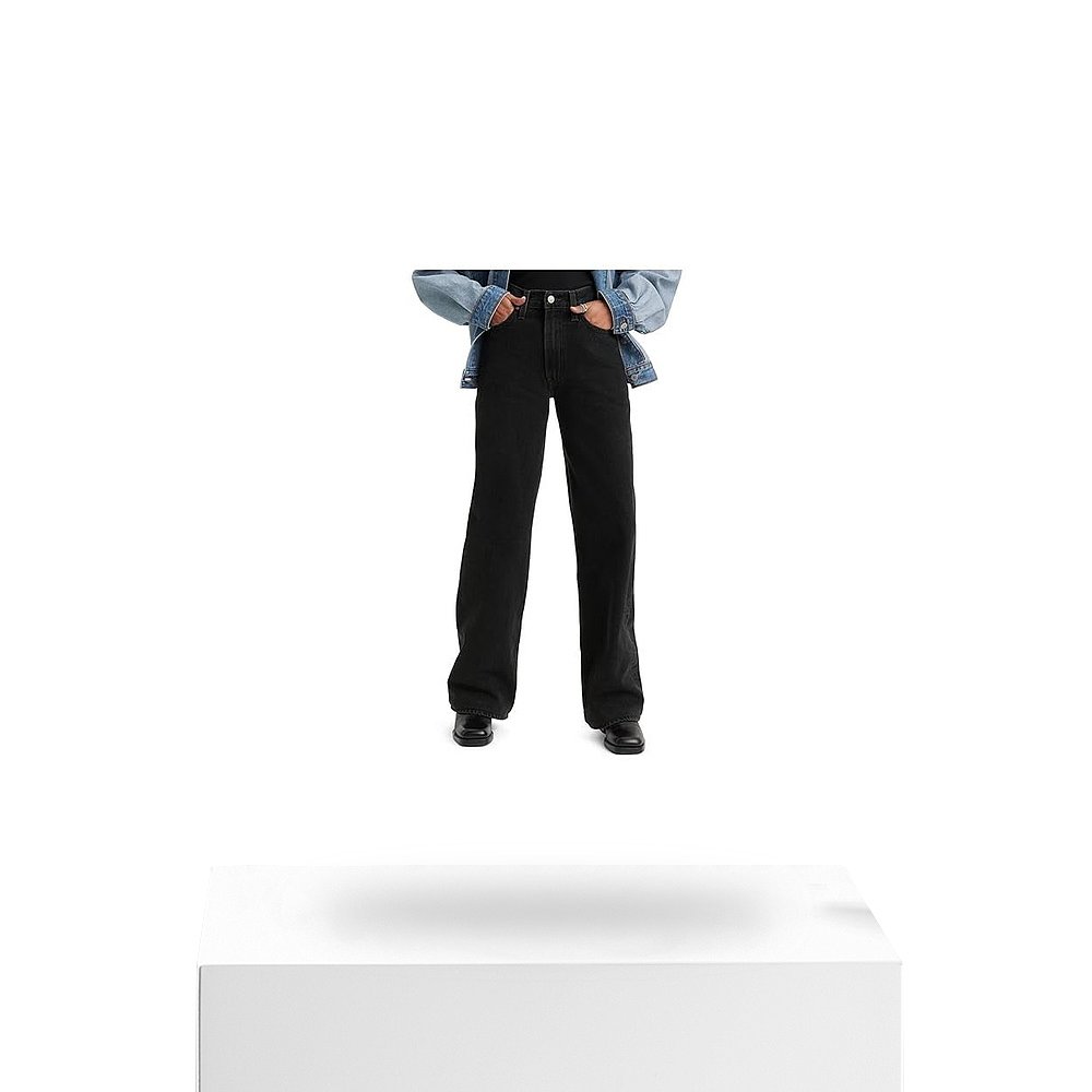 自营Levi's Ribcage Jeans Women's Black Denim  Cotton Wide Le - 图3