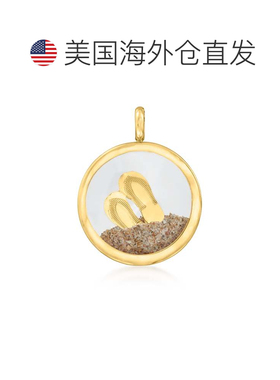 自营Ross-Simons 14kt 黄金人字拖和沙色水晶吊坠 - 黄色 美国奥