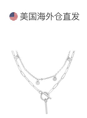 adornia抗锈镀银五彩纸屑和回形针分层字母开关项链 - silver-i