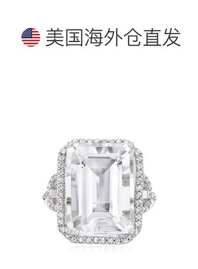 自营 Ross-Simons 水晶戒指配 。 925 纯银白色托帕石 - 白色 美