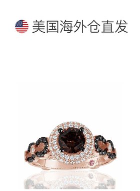 自营 Suzy Levian Bridal 纯银棕色和白色立方氧化锆订婚戒指 -