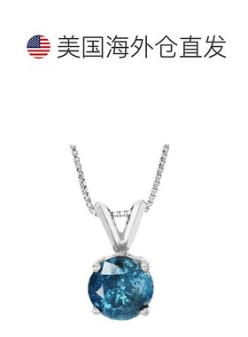 自营 vir jewels1.75 克拉蓝色钻石单石吊坠项链 14K 白金圆形和