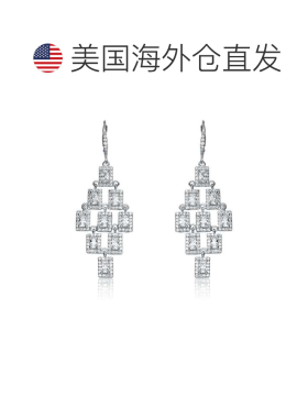 自营GENEVIVE 纯银立方氧化锆枝形吊灯耳环 - 银白色 美国奥莱直