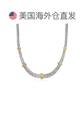 自营Ross-Simons 纯银和 14 克拉黄金小麦链项链 - 18 英寸 美国