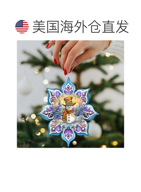 自营2 件套 - G. Debrekht 出品的雪人紫色雪花木制圣诞装饰品 -
