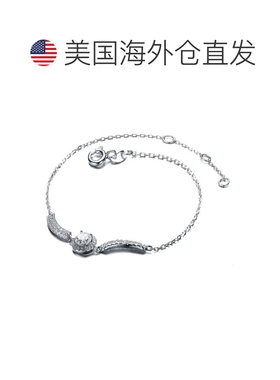 自营GENEVIVE 纯银立方氧化锆可调节手链 - 银白色 美国奥莱直发