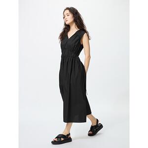 自营 日潮跑腿UNIQLO优衣库 棉质褶皱无袖连衣裙 09 BLACK WOMEN