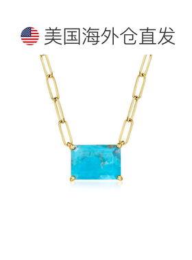 自营Ross-Simons Turquoise Paper Clip Link Necklace in 18kt G
