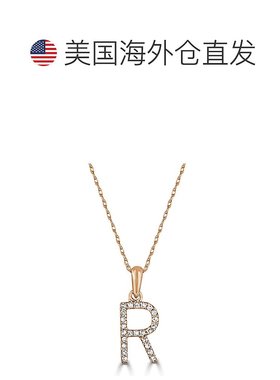 自营 sabrina14k 玫瑰金和钻石初始项链 - 玫瑰 r 美国奥莱直发