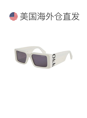 自营off-white米白色太阳镜矩形全边，黑色镜架和灰色镜片Oeri097
