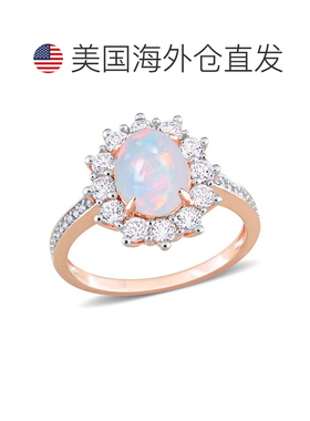 自营 mimi & max2 1/6 CT TGW 椭圆形蓝色埃塞俄比亚蛋白石和白色