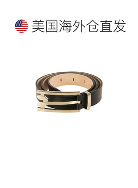 自营victoria beckham修身皮革腰带，搭配抛光金色扣环-黑色 美国