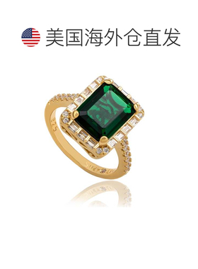 自营Suzy Levian Rose Sterling Silver Large Emerald-Cut Red C