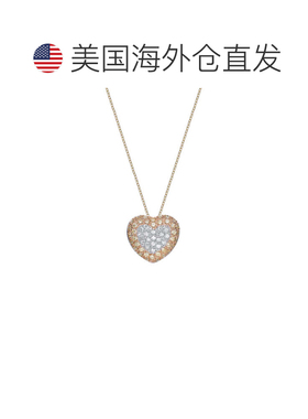 自营geneviveGv 纯银白色和金色心形设计吊坠 - 粉红色 美国奥莱