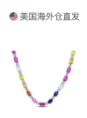 自营 Mimi & Max 24 1/2 CT TGW 多色纯银蓝宝石网球项链 - 多色