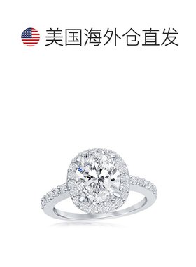 自营 simona 925 纯银大椭圆光环 CZ 订婚戒指 - 6 号 - 银 美国