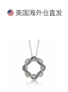 自营 Suzy Levian 纯银蓝色和白色蓝宝石和钻石口音异想天开的圆