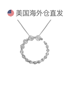 自营vir jewels1/4 cttw 钻石 Journey Circle 吊坠项链 14K 白金