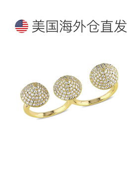 自营Mimi & Max Cubic Zirconia Pave Cone 2-Finger Ring Yellow