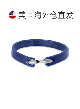 自营Bruno Magli Mens Refined Leather Bracelet, Indigo - blue