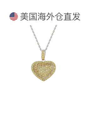 自营Suzy Levian 黄色蓝宝石玫瑰纯银密钉心形吊坠 - 黄色 美国奥