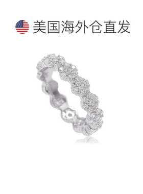 自营 Suzy Levian 纯银立方氧化锆花卉永恒戒指 - 白色 美国奥莱