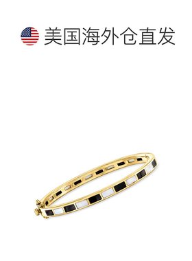 自营Ross-Simons Onyx and Opal Bangle Bracelet in 18kt Gold O