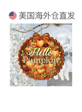 自营G. Debrekht 设计的 Hello Pumpkin 木制装饰品 - 多色 美国