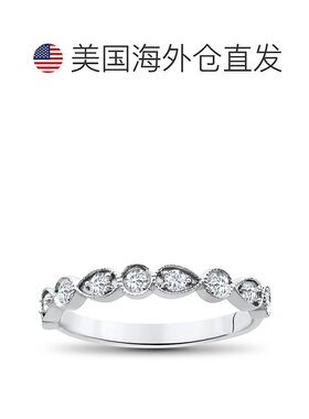 自营 pompeii3pompeii 3pompeii 1/4 克拉钻石结婚戒指女式可叠戴