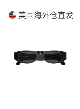 自营valentino黑色Linea V徽标回收醋酸纤维椭圆太阳镜-黑色 美国