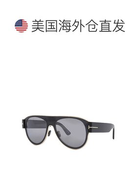 自营Tom Ford Aviator全轮圈，闪亮的黑色框架和烟雾镜镜头。-黑