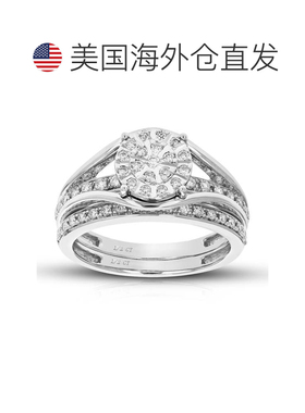 自营vir jewels1/2 克拉圆形切割实验室种植钻石结婚订婚戒指新娘