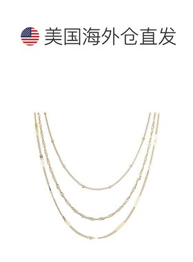自营adornia14k Yellow Gold Plated 3-Chain Necklace Set - gol