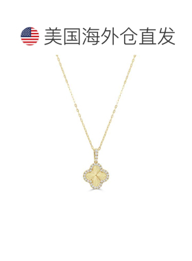 自营sabrina14K Yellow Gold Diamond Clover Necklace - yellow