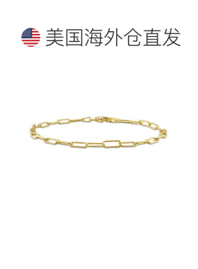 自营Mimi & Max 花式回形针链式手链 镀黄色纯银 - 7 英寸 - 黄色