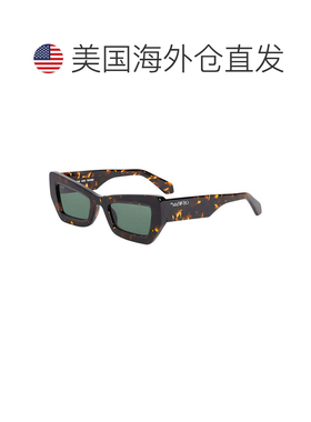 自营off-white米白色方形全边太阳镜，哈瓦那框架和绿色镜片Oeri1