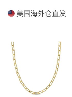 自营 Mimi & Max 3.5 毫米花式回形针链式项链，镀黄色纯银 - 18