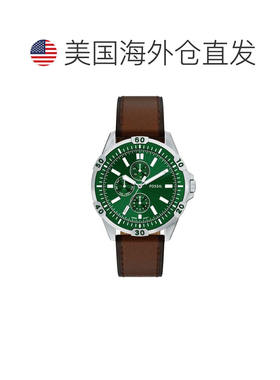 自营Fossil Men's Garrett Multifunction Brown Leather Watch -